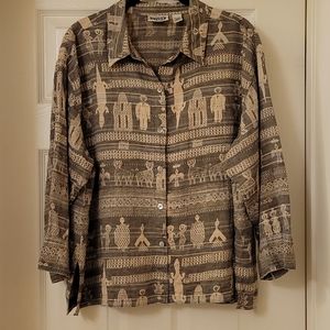 Chicos Linen Print Summer Jacket